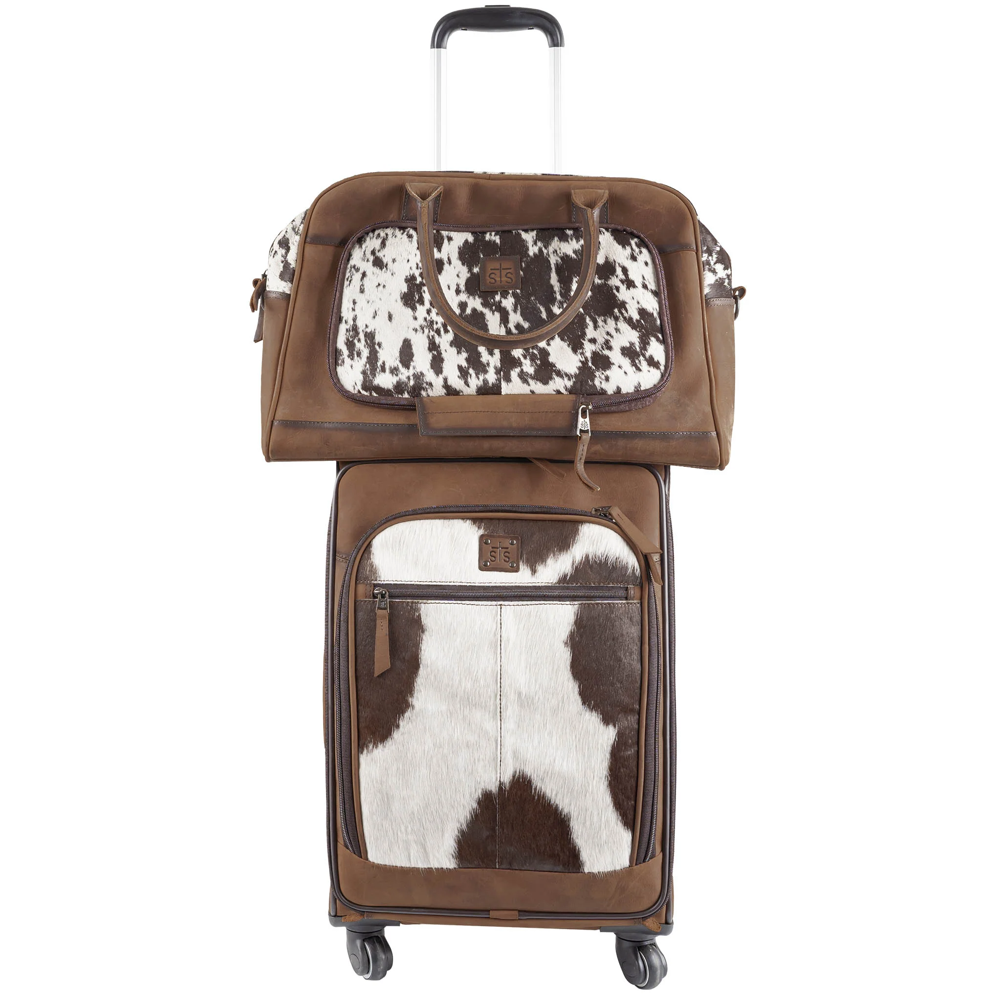 Cowhide Rolling Suitcase - Image 11