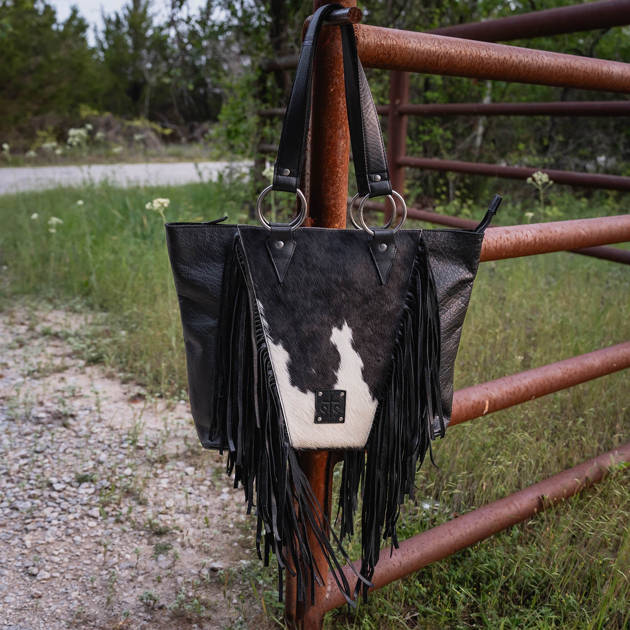 Indie Cowhide Tote - Black - Image 7